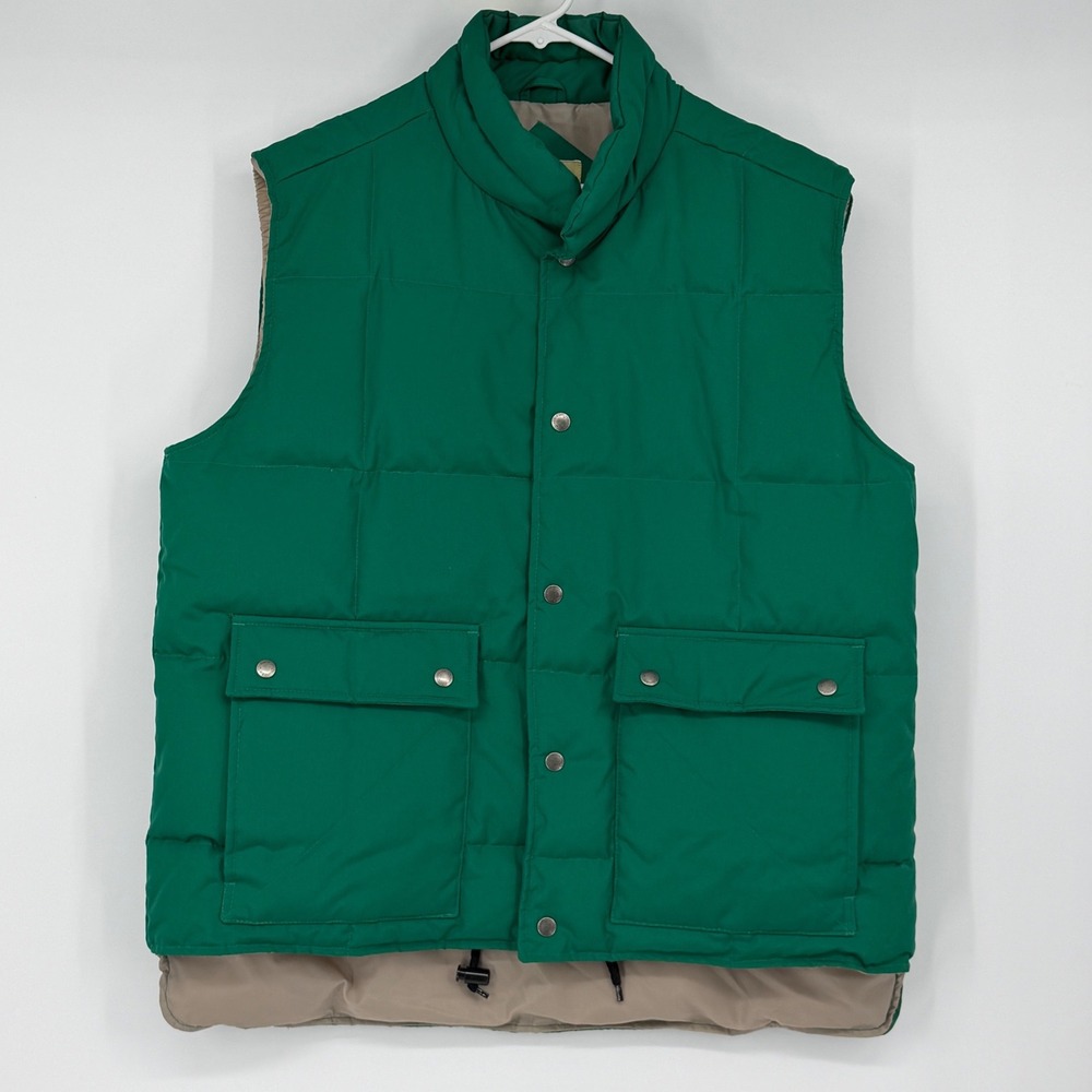 St. John's Bay Vintage Down Puffer Vest Mens XL Green Duck Down Made Korea